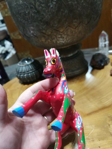 Oxacan in legno intagliato dipinto a mano arte popolare messicana firmato cavallo Aurora Sosa Sosa - Foto 8 di 11