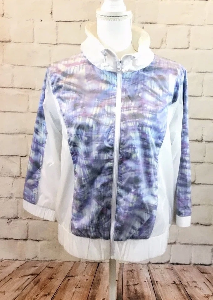 Nwt Cynthia Rowley Activewear Multi-Color 3/4 Sleeve Windbreaker Jacket Size L - Image 2 of 4