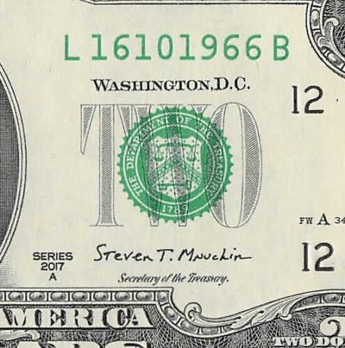 OCT 16 1966 Birthday Date Note Fancy Serial Number Two Dollar Bill 10 16 1966