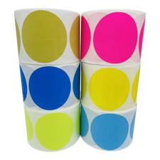 One Roll of 3" Round PINK Color coded Inventory Dots Roll of 500 Labels Stickers