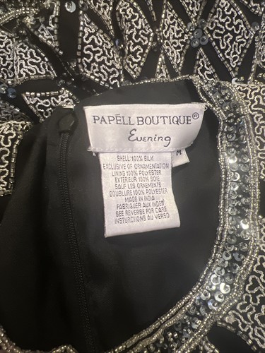 VTG Papell Boutique Evening Beaded Silk Shell Top Blouse Sleeveless Geometric M - Picture 6 of 6