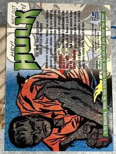 1993 Skybox Marvel Meisterwerke Sammelkarte #1 Hulk - Bild 3 von 3