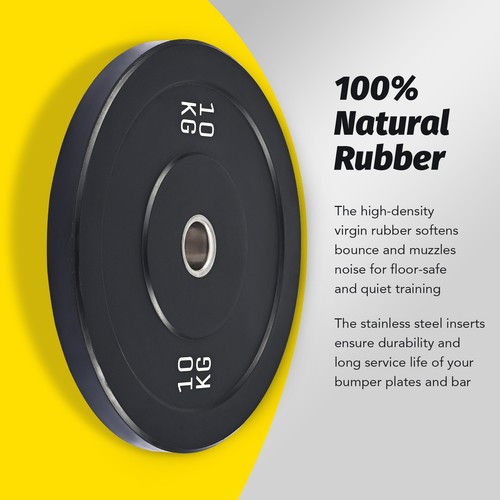 Twin 10 kg Olympic Bumper Plates for 2in Barbells Set of 2 Rubber Weight Plates - Picture 9 of 14