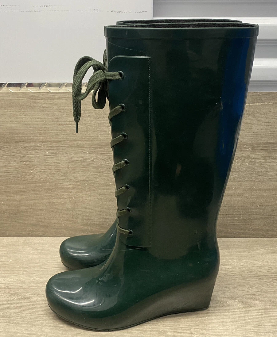 High heel store rubber rain boots