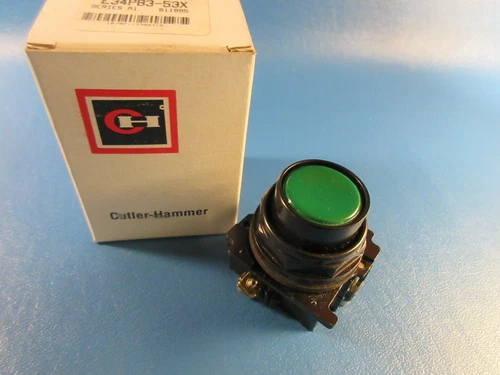 Cutler Hammer E34PB3-53X Green Non Illuminated Flush Push Button