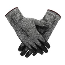 1 Pair Ansell Hyflex 11-801 Foam Palm Coated Knitted Dark Grey/Black Work Gloves