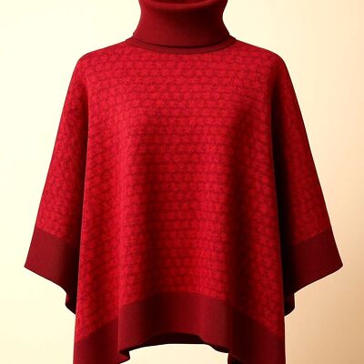 Michael Kors Dark Brandy Turtleneck Poncho Style Sweater with Textured Knit