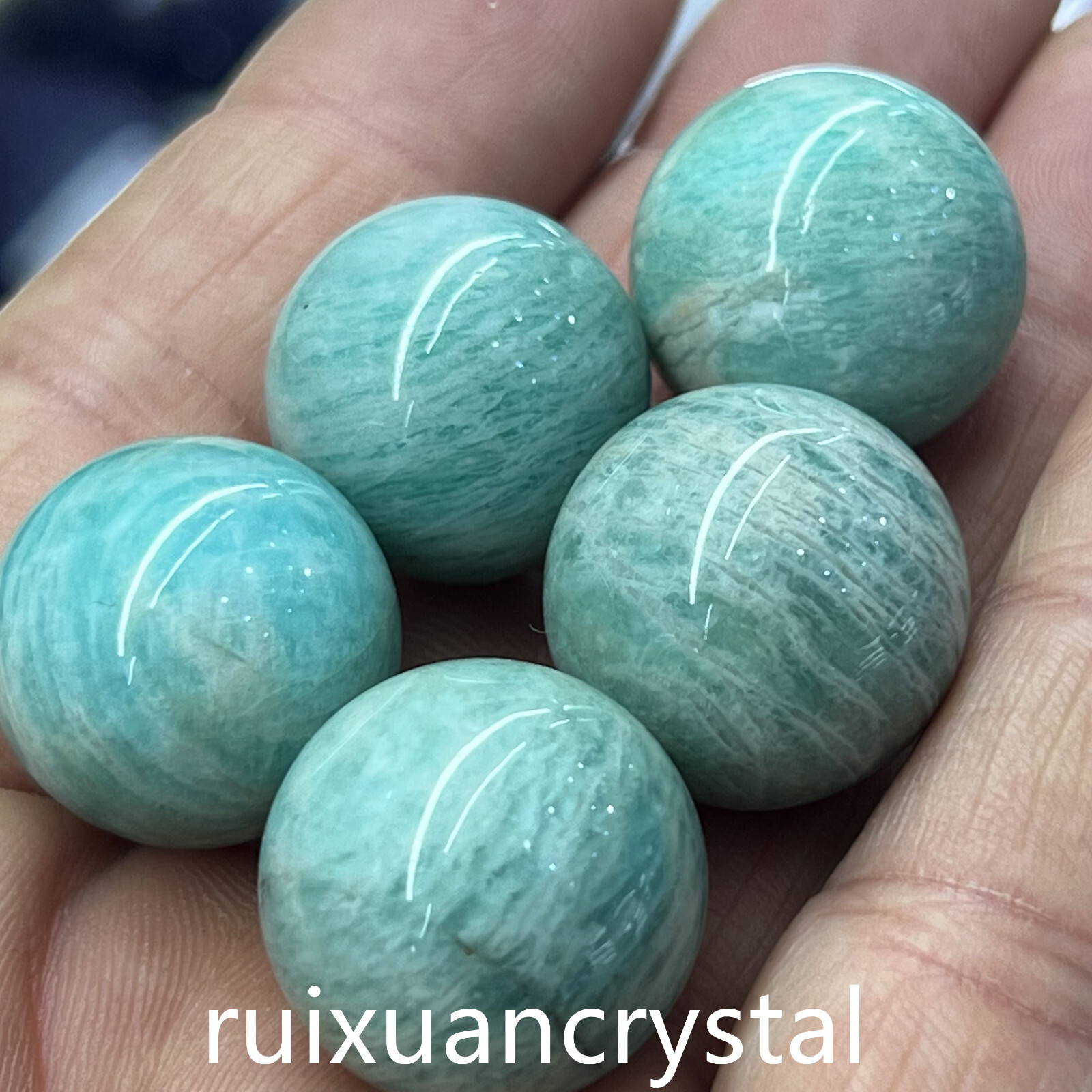 5pc Natural Amazonite Quartz Sphere Crystal Balls for Reiki Healing 20mm