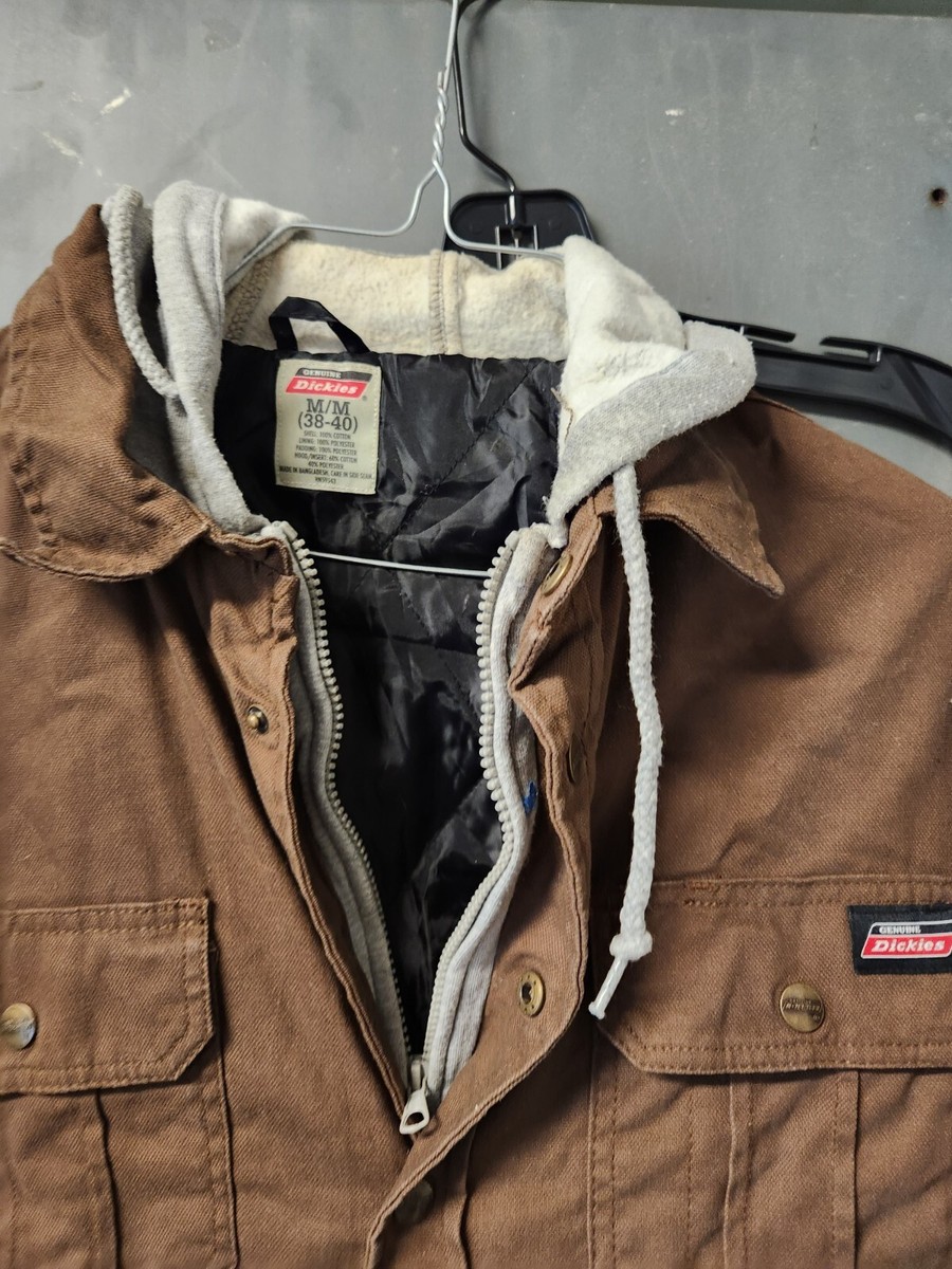 Dickies Medium Canvas Brown Hooded Full Zip Buttoned Lined Dickies Medium Canvas Brown Hooded Full Zip Buttoned Lined