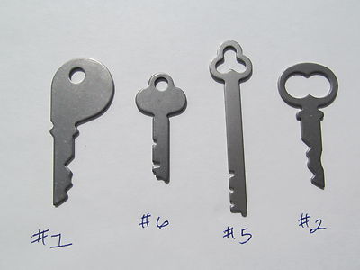 National Cash Register Keys #1, #6, #5, #2, 400 class & 500 class