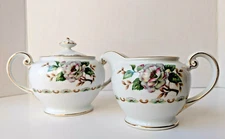 Vintage Coronado by Ucagco Porcelain Sugar Bowl &Creamer, Japan, Rare, Set of 2