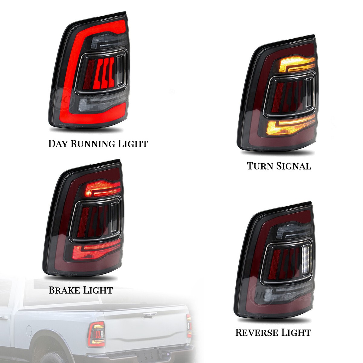 Ram Rampage Rear Lights RAM 2500 2013-2018 Tail Light Assembly PARTREE LED Tail Light Assembly ...