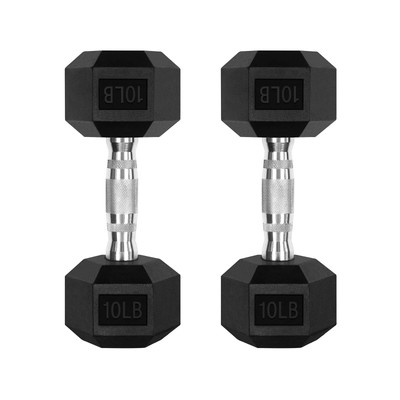RitFit 10LB Dumbbells Set of 2 Rubber Encased Dumbbell Sets with Optional Rac