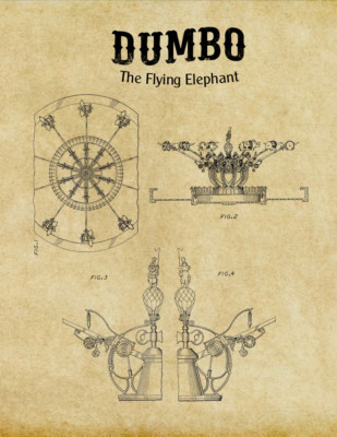 Disney Dumbo Elephant Ride US Patent Print Disneyland Walt Disney World 