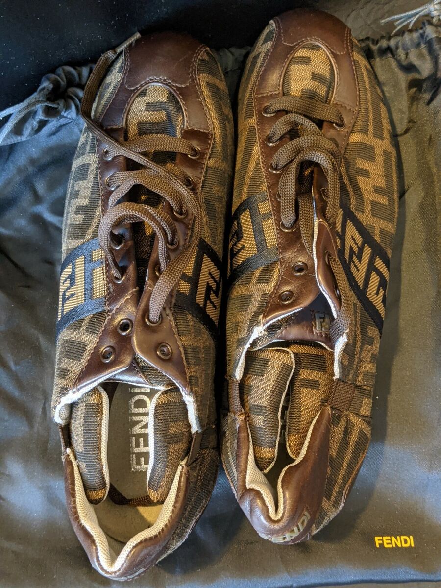 Fendi ️Brown Leather Jacquard Zucca Trainers Sneakers 38.5 Fendi ️Brown Leather Jacquard Zucca Trainers Sneakers 38.5