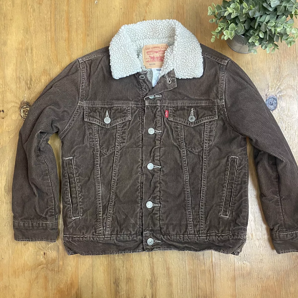 Levi's sherpa cheap trucker jacket brown