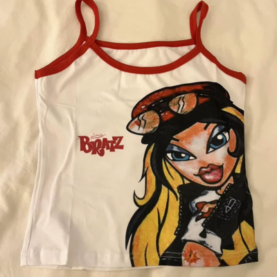 Girls Y2K 2000S Cartoon Anime Printing Tank Top Summer Vintage