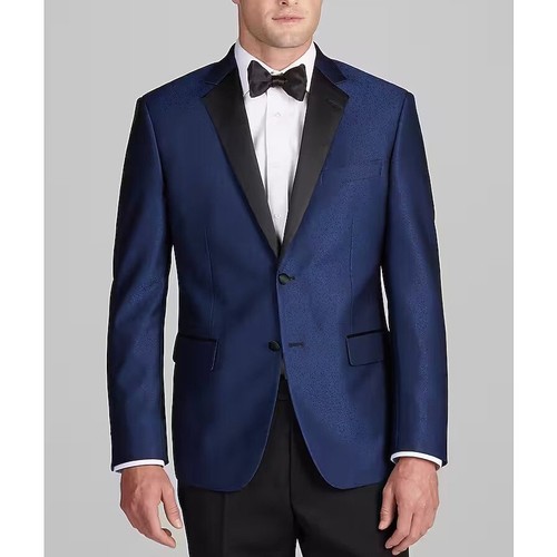 Dinner Jacket Blazer Blue 42R Jos A Bank Tailored Fit Satin Lapel C070599