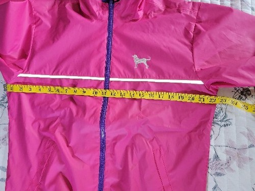 Martha's Vineyard Size XL Girls) 14/16 Pink Black Dog Hooded Rain Jacket Coat - Picture 6 of 12