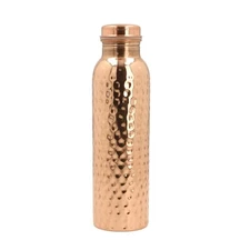 Pure Copper Water Bottle Handmade Hammered Finish Ayurvedic Health