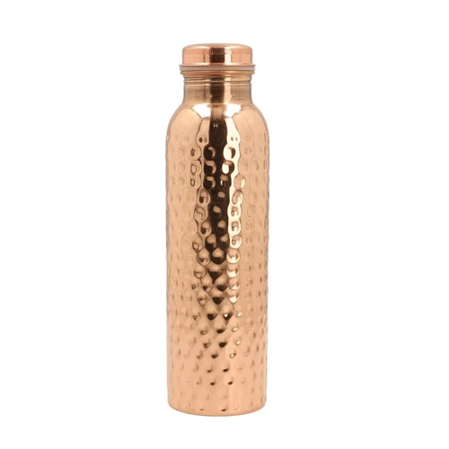Pure Copper Water Bottle Handmade Hammered Finish Ayurvedic Health - Picture 1 of 4