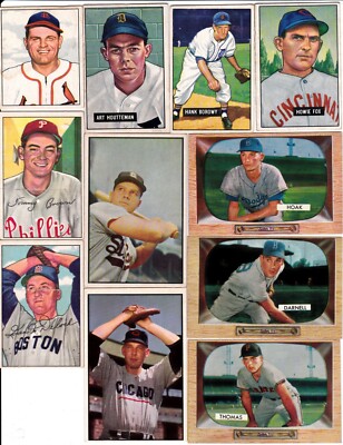 Bowman Baseball 1950 1951 1952 1953 1954 1955 All teams Avg EX+  20% off after 4
