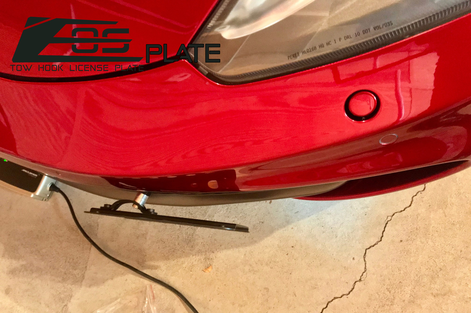EOS Plate For 12-14 McLaren 12C W/ PDC Full Sized Front Tow Hook License Bracket