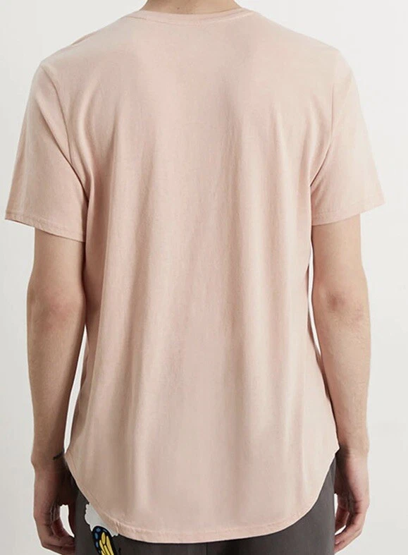 H M Divided Mens Size Medium PS Basics Rose Scallop T shirt Round