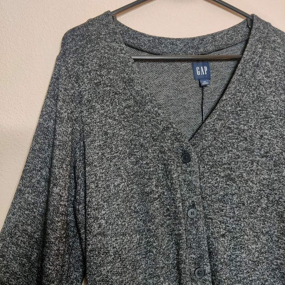 Gap женщин длинным рукавом V шеи цельный комбинезон истинный черный средний уютный пижамы - Изображение 3 из 4