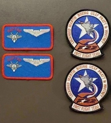 Rare Vintage F-22 Raptor Lockheed Martin Pilot Suit First Flight Team Patches  