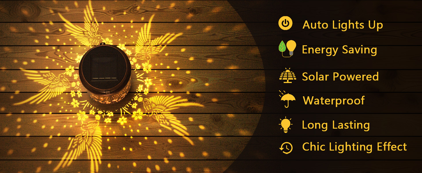 Solar Lantern Hanging Light LED Hummingbird Outdoor Garden Lamp Waterproof Decor