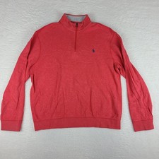 Polo Ralph Lauren Sweater Mens Large Light Red Solid Quarter Zip Sweatshirt