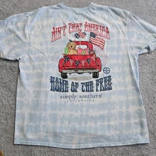 Simply Southern Shirt Women XXL Short Sleeve Blue Home Of The Free