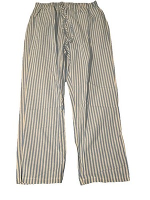 Linen Blend Drawstring Pants Striped Size XL Blue/White 100% Polyester