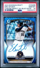 2023 BOWMAN DRAFT CHROME PROSPECT AUTO BLUE WAVE ERIC BITONTI 68/150 PSA 10