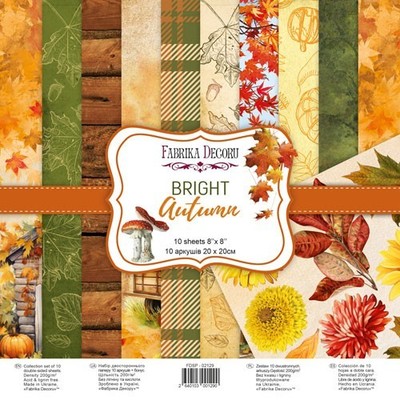 8'' x 8'' Scrapbooking Paperpad Karton hell Herbst 11 Blatt