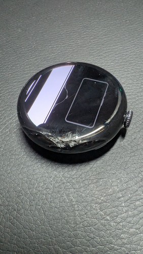 Google Pixel Watch 3 45mm Matte Black Obsidian *DAMAGED* Cracked Screen