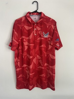 PUMA Shirt Men's Medium Volition America Polo Golf Short Sleeve USA Wings