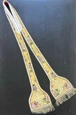 French Old And Antique Golden Floral Brocade Priest Stole