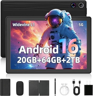 Android 16 Tablet 10 Inch, 20GB+64GB+2TB TF, 6000mAh,Dual Camera,Face ID WiFi 6