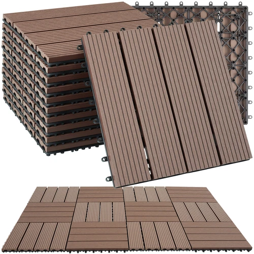 Set Terrassenfliesen Tegulas, WPC in Holzoptik Terrassenfliesen braun B-Ware - Bild 8 von 12