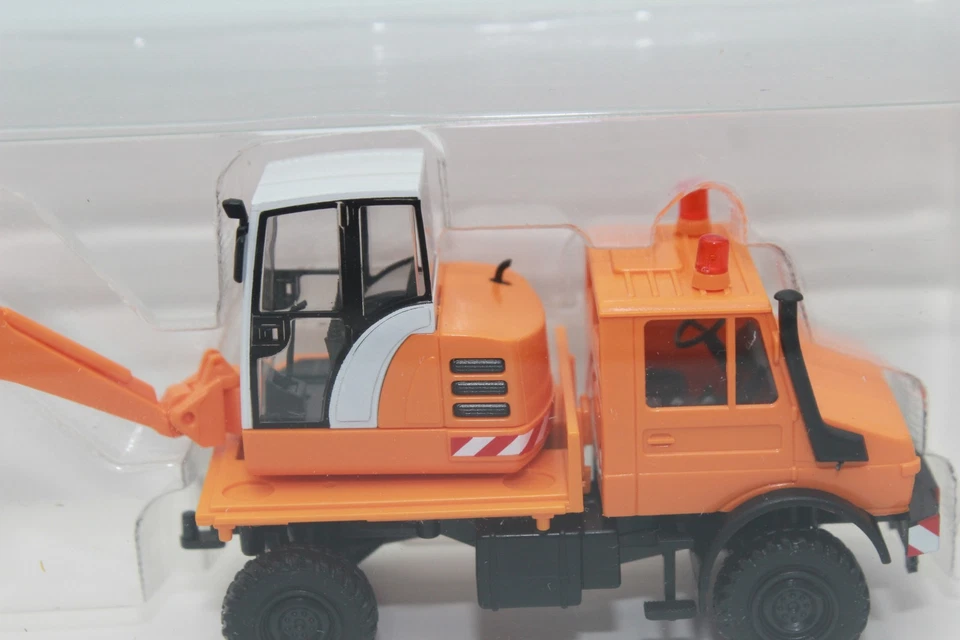 Wiking 064704 Unimog With Excavator Municipal Orange H0 1:87 New OVP - Image 4 of 4