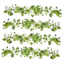 Green Leafy Vine Wall Stickers Decor 4 Pcs Green Natural Plant Wall Decals