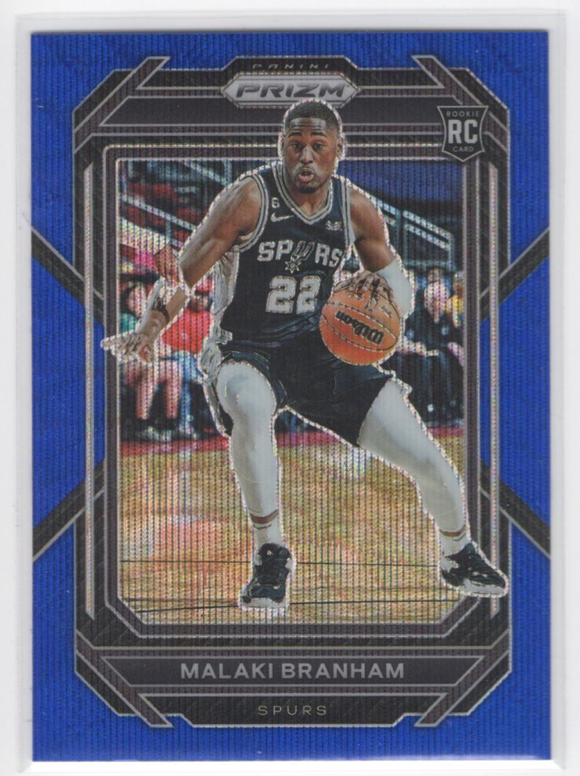 #230 Malaki Branham 2022-23 Panini Prizm Blue Wave RC San Antonio Spurs