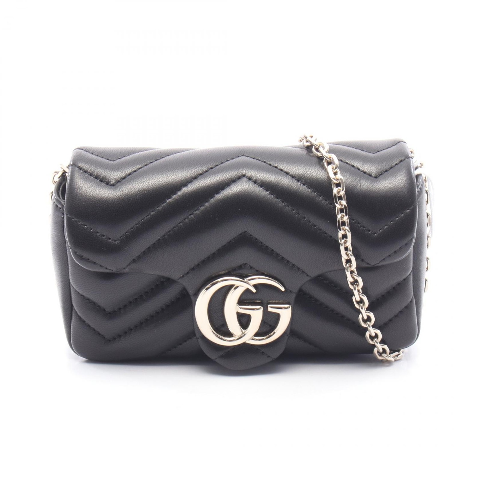 GUCCI GG Marmont Mini Borsa a Tracolla Catena 841290AAFAX1000 Pelle Nera NUOV...