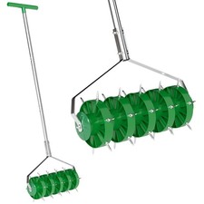 Image of Outsunny Grass Spike Roller, Soil Aerator w/ 3 Piece Handle and T-bar Grip