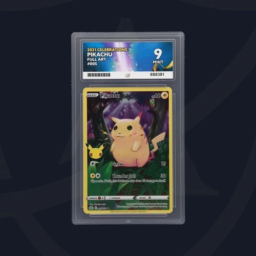 Pokemon Card Ace Grading - 2021 Pikachu Full Art  Celebrations 005 - MINT 9