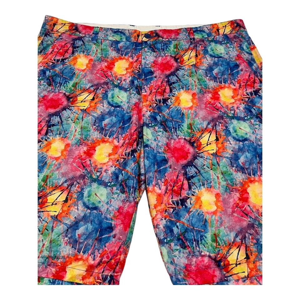 Pantalones cortos de golf Hreski multicolores para hombre talla 40 estampado vibrante Foto 4 de 4
