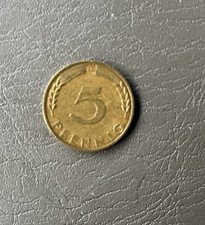 1974 Germany 5 Pfennig Brass Coin KM#109 West & Unified Era BN Uncertified