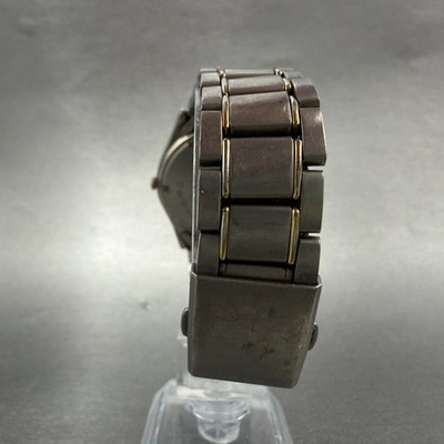 Seiko Watch Men 36mm Champagne Dial Two Tone Titanium Daydate 7N43